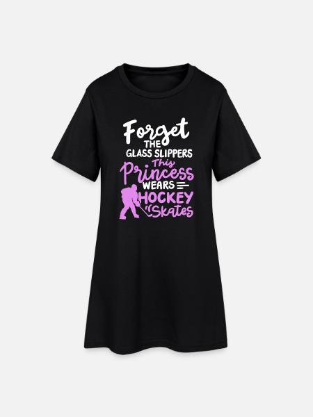Eishockey Mädchen Hockey Schlittschuhe - Frauen T-Shirt-Kleid - Schwarz