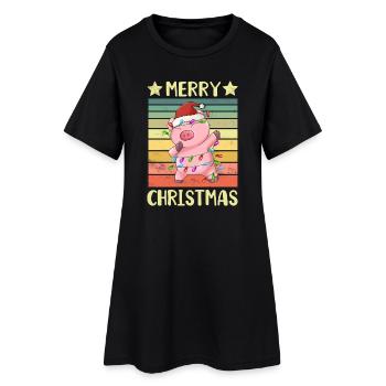 Joyeux Noël Cochon - Robe T-shirt Femme - noir - Devant