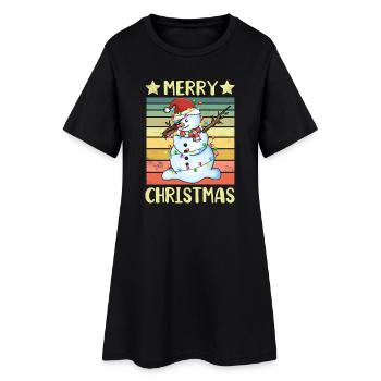 Frohe Weihnachten Schneemann - Frauen T-Shirt-Kleid - Schwarz - Vorne