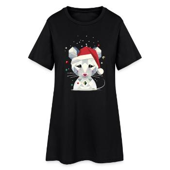 Souris des neiges dans le design géométrique de Noël - Robe T-shirt Femme - noir - Devant