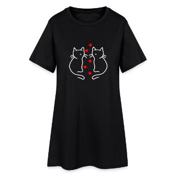 Coeur de la Saint-Valentin Chats Amour Coeurs d’amitié - Robe T-shirt Femme - noir - Devant