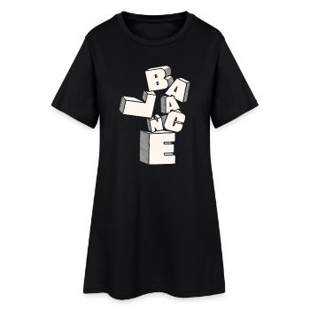Saldo in 3D-Blockbuchstaben - Frauen T-Shirt-Kleid - Schwarz - Vorne