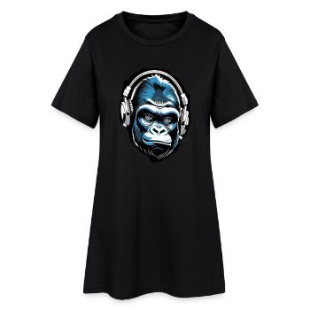 Music Monkey Gorilla with Headphones as a Gift Idea - Women’s T-Shirt Dress - black - Front