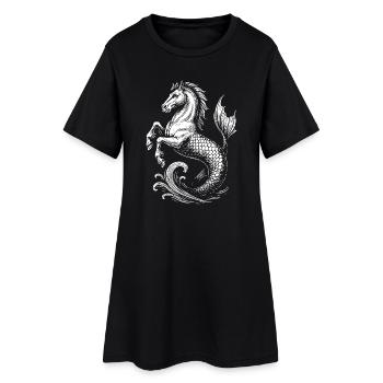 hippocampe mythique, illustration d’étalon de mer - Robe T-shirt Femme - noir - Devant