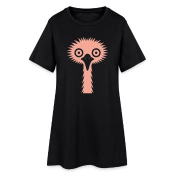 Lustiger Strauß Emu Kopf Zottelige Frisur Skurril - Frauen T-Shirt-Kleid - Schwarz - Vorne