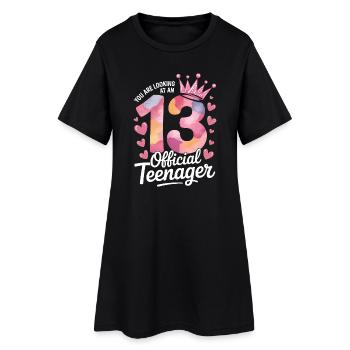 13th birthday teenager gift - Women’s T-Shirt Dress - black - Front