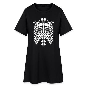 Ribs Rib Cage Skeleton Halloween Bone Tattoo - Women’s T-Shirt Dress - black - Front