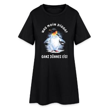 Pingouin empereur - Quel Moin Digga ? Glace très mince - Robe T-shirt Femme - noir - Devant