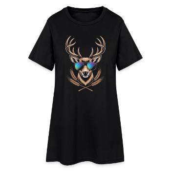 Cerf avec bois - Robe T-shirt Femme - noir - Devant