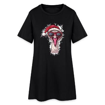 Strauß Weihnachten Lustig - Frauen T-Shirt-Kleid - Schwarz - Vorne