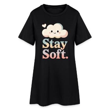 Stay Soft – Vintage Wolke - Frauen T-Shirt-Kleid - Schwarz - Vorne