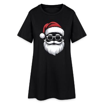 Weihnachtsmann mit Schnurrbart Brille - Frauen T-Shirt-Kleid - Schwarz - Vorne