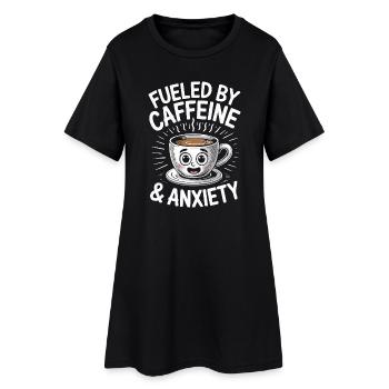 Alimenté par la caféine et l’anxiété - Robe T-shirt Femme - noir - Devant