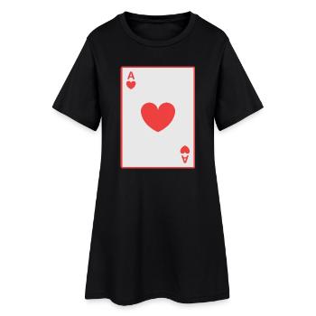 Red ace of hearts card - Women’s T-Shirt Dress - black - Front