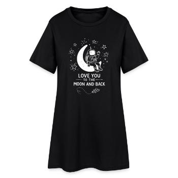 Je t’aime jusqu’à la lune et retour gribouille - Robe T-shirt Femme - noir - Devant