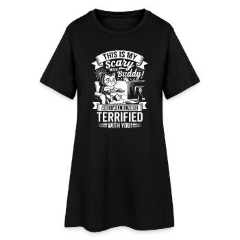 Chat effrayant, ami câlin - Robe T-shirt Femme - noir - Devant