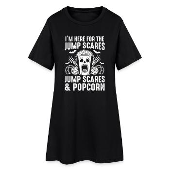 Popcorn-Skull Jump Scares - Frauen T-Shirt-Kleid - Schwarz - Vorne