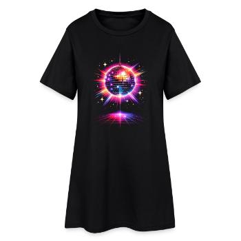 Disco Ball Neon design années 80 - Robe T-shirt Femme - noir - Devant