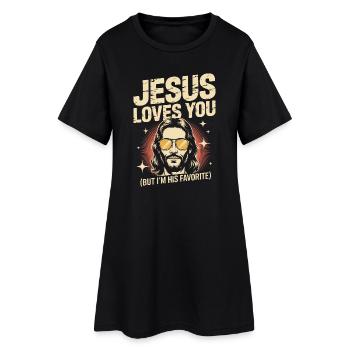 Jésus t’aime Je suis son t-shirt préféré - Robe T-shirt Femme - noir - Devant