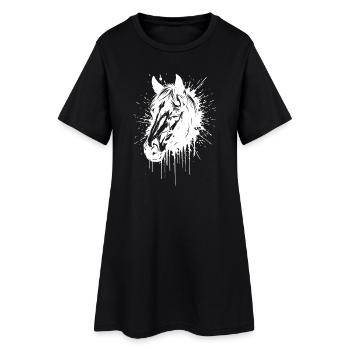 Tête de Cheval Splash Blanc - Robe T-shirt Femme - noir - Devant