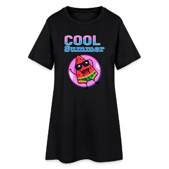 Pastèque fraîche d’été – Ambiance estivale Kawaii mignonne - Robe T-shirt Femme - noir - Devant