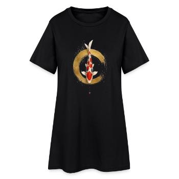 Elegant Koi – Japanese Zen Design - Women’s T-Shirt Dress - black - Front