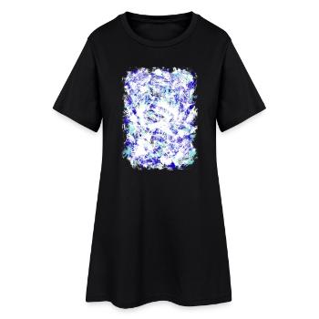 Motif tie-dye turquoise bleu - Robe T-shirt Femme - noir - Devant