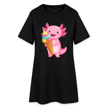 Axolotl Rose Comic avec Cône d’École – Art de la Rentrée - Robe T-shirt Femme - noir - Devant