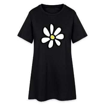 Blume - Frauen T-Shirt-Kleid - Schwarz - Vorne