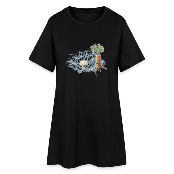légumes motif chemise végétariens arrêtent bleu gris - Robe T-shirt Femme - noir - Devant
