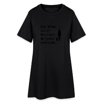 Hund und Frauchen - Frauen T-Shirt-Kleid - Schwarz - Vorne