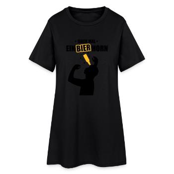 Ein Bierhorn - Malle T-Shirt - Mallorca Crew Shirt - Frauen T-Shirt-Kleid - Schwarz - Vorne