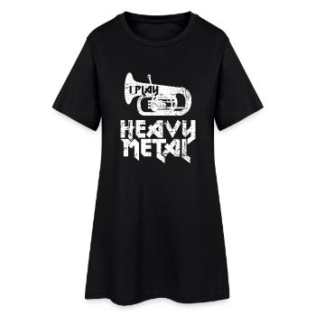 I PLAY HEAVY METAL - Frauen T-Shirt-Kleid - Schwarz - Vorne