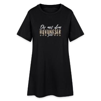 Die mit dem Havaneser geht - Frauen T-Shirt-Kleid - Schwarz - Vorne