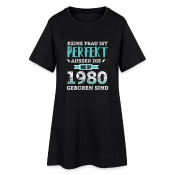 Geboren 1980 - Frauen T-Shirt-Kleid - Schwarz - Vorne