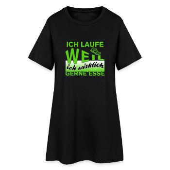 Ich laufe weil ich wirklich gerne esse - Frauen T-Shirt-Kleid - Schwarz - Vorne