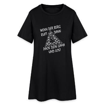 Lama Shirt- Wander Shirt- Wenn der Berg ruft - Frauen T-Shirt-Kleid - Schwarz - Vorne