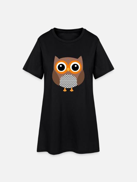 hibou hibou hibou hibou animaux animaux - Robe T-shirt Femme - noir