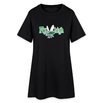 motif chemise mouche voler haut nouveau parti - Robe T-shirt Femme - noir - Devant