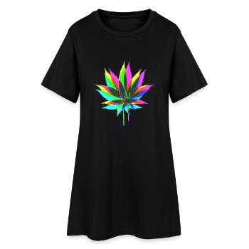 colorful HANF - Frauen T-Shirt-Kleid - Schwarz - Vorne