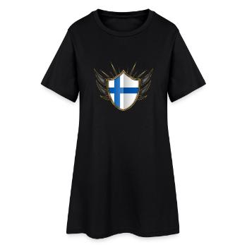Finlande crête de drapeau 014 - Robe T-shirt Femme - noir - Devant