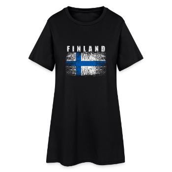 Finlande drapeau 008 dessins ronds - Robe T-shirt Femme - noir - Devant