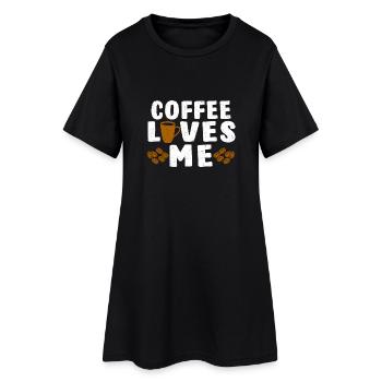Le café me aime - Robe T-shirt Femme - noir - Devant