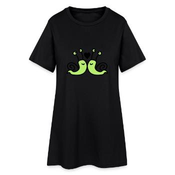 verliebte Schnecken - Frauen T-Shirt-Kleid - Schwarz - Vorne