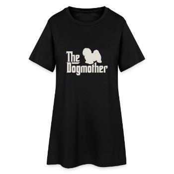 Le Dogmother - havanais Maltais Shih Tzu - Robe T-shirt Femme - noir - Devant