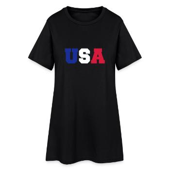 USA - Frauen T-Shirt-Kleid - Schwarz - Vorne