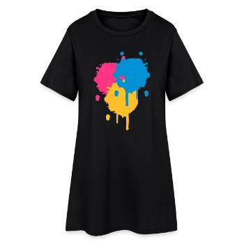 Three bright color spots in graffiti style - Women’s T-Shirt Dress - black - Front