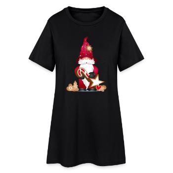magical sweet gnome with Christmas cookies - Women’s T-Shirt Dress - black - Front