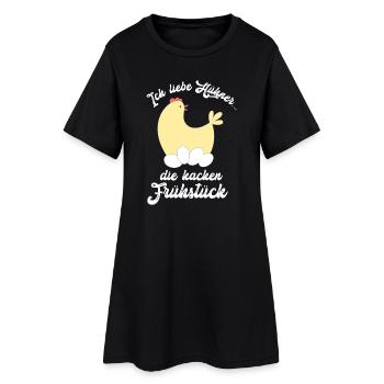 Ich liebe Hühner Landwirt Landwirtin - Frauen T-Shirt-Kleid - Schwarz - Vorne