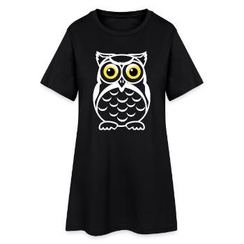 Regard de hibou noir et blanc Yeux jaunes - Robe T-shirt Femme - noir - Devant